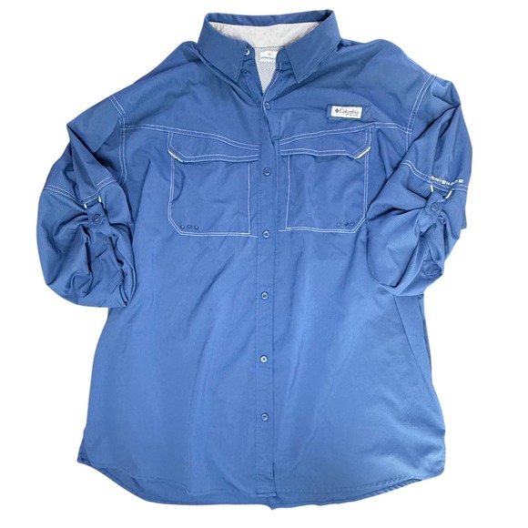 Columbia Other - Columbia Men's Long Sleeve Fishing Shirt Omni‎ Shade Blue XL